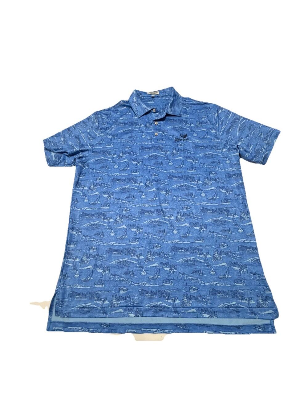 Peter Millar Summer Comfort Italian Escape Print Polo Kaanapali Size Large